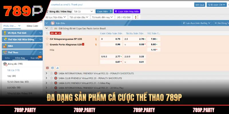 ĐA DẠNG SẢN PHẨM CÁ CƯỢC THỂ THAO 789P